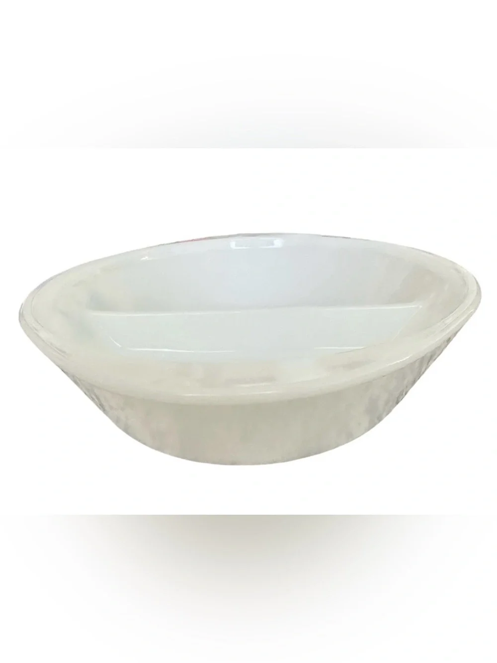 Vintage Glasbake divided white milk glass cornflower casserole dish